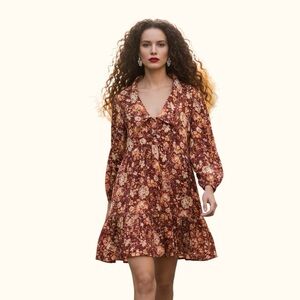 B.O.G Collective Floral Tinsel Collar Mini Dress - Size L